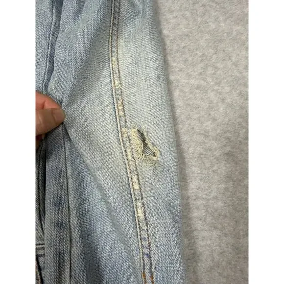 Y2K Hollister Junior Womens Size L Distressed Denim Jacket HCO Surf - Picture 4 of 10